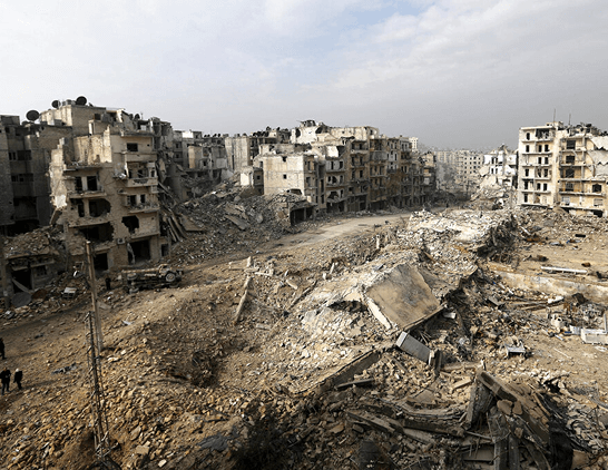 Destroyed buildings in Syria
